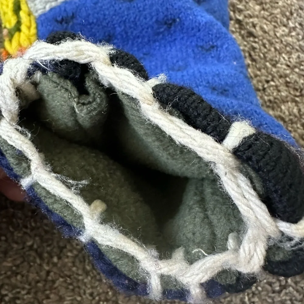 Hand Knit Wool Fleece Lined Rainbow Mittens